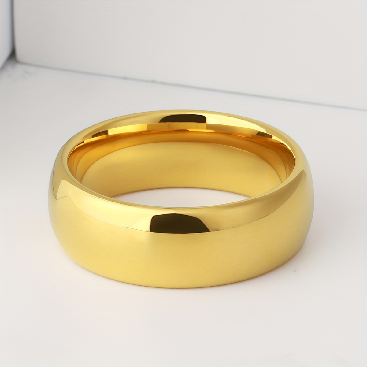 Men's 8Mm Tungsten Carbide Ring, Luxury Gold Plated Band